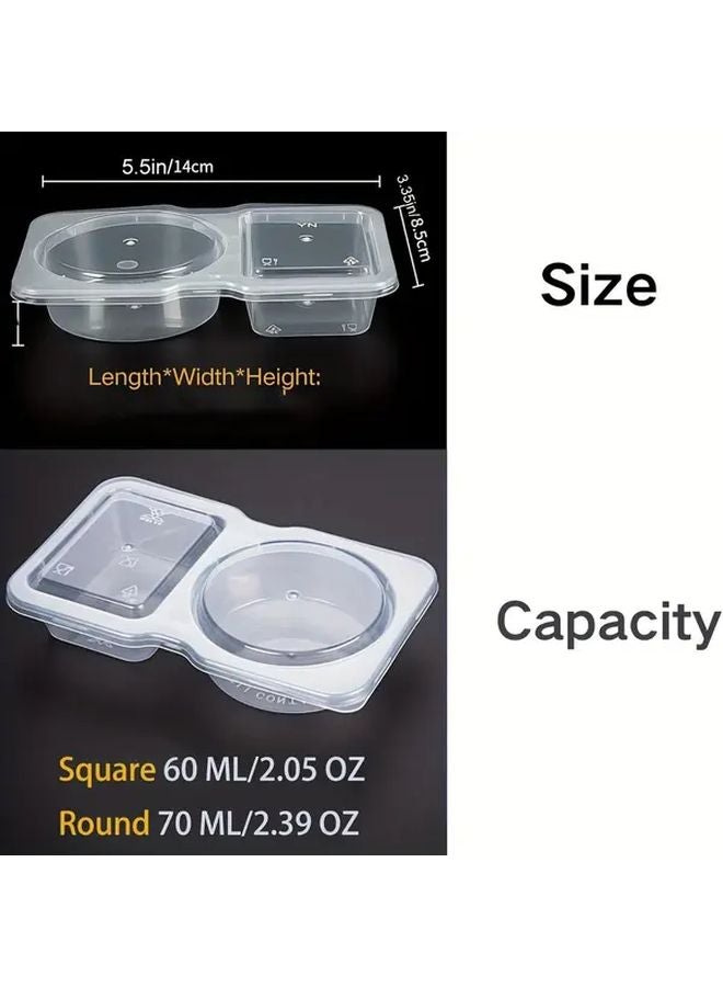 Clear 20 Pack Reusable Plastic Snack Containers With Lids 2 Compartment Lunch Box For Portion Control - Image 4